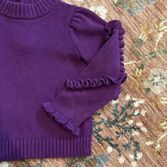 Janie and Jack Purple Ruffle Sleeve Sweater - Picture 2 of 3